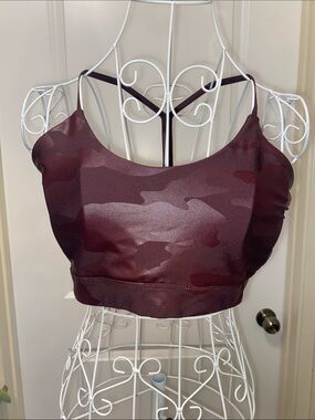No Boundaries Burgundy Camo Sports Bra Top